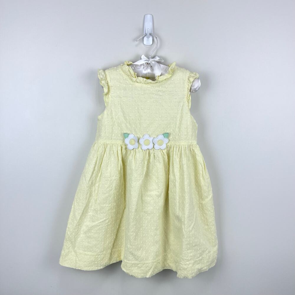 Florence Eiseman Yellow Ruffle Flower Applique Dress 4T